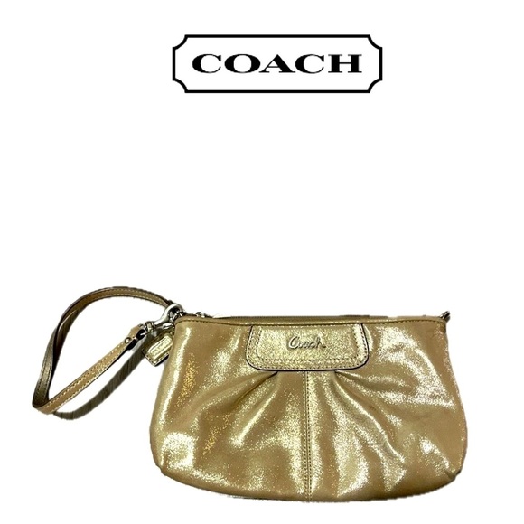 Coach Gold Suede Convertible Wristlet Purse - Picture 1 of 9